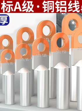 国标DTL铜铝鼻接线端子16/25/35/70/95/120/185/240平方过渡线耳