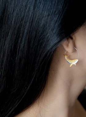 小众设计感鲸鱼耳环女2025新款爆款高级感轻奢耳饰独特漂亮耳圈