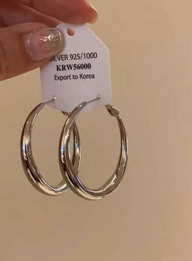 韩系冷淡风金属圆圈耳环轻奢高级感耳圈2025新款爆款简约百搭耳饰