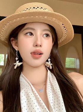 法式花朵流苏耳环2025新款爆款高级感轻奢小众独特夏天度假耳饰女