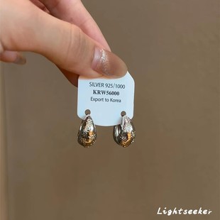 S925银复古银色月牙耳环2025新款 高级感气质耳钉女小众设计感 爆款