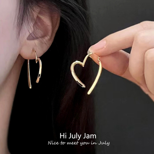 S925银针流苏交叉爱心耳环女2025新款 小众设计感高级耳坠耳钉 爆款