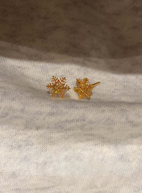 金色迷你雪花耳钉2025新款爆款高级感轻奢小众独特超好看精致耳环