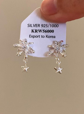 超仙银色烟花星星耳钉2025新款爆款高级感轻奢小众独特气质耳环女