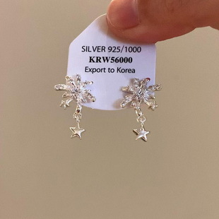 超仙银色烟花星星耳钉2025新款 高级感轻奢小众独特气质耳环女 爆款