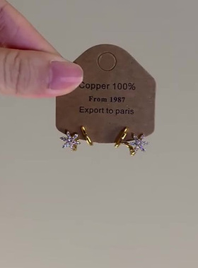 清冷感仿爆闪锆石六芒星耳钉女小众设计气质时尚耳饰独特绝美耳环