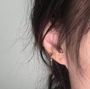 法式 气质仿石榴石流苏耳钉女小众设计独特漂亮耳环轻奢高级感耳饰