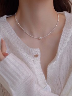 S925银碎银子珍珠项链女款2025新款爆款颈链轻奢小众高级感锁骨链