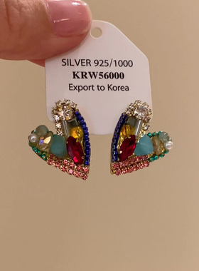 爆闪多巴胺彩色爱心耳环2025新款独特漂亮绝美气质耳饰轻奢高级感