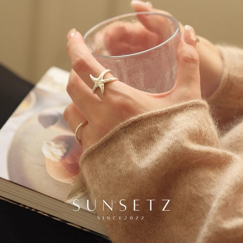 S925银海星戒指女小众设计食指戒