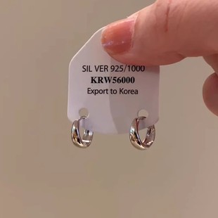 S925纯银极简金属素圈耳环女2025新款 高级感轻奢小众独特气质耳扣
