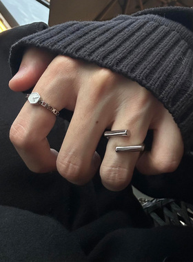 冷淡风方形开口戒指女小众设计感