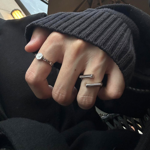 冷淡风方形开口戒指女小众设计感