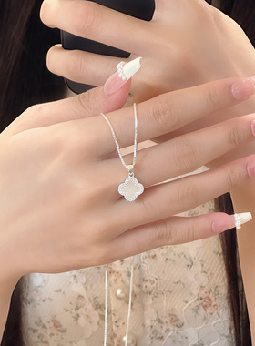 S925纯银四叶花项链女款2025新款