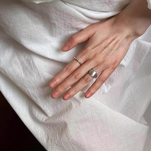 冷淡风哑光拉丝素圈戒指女新款