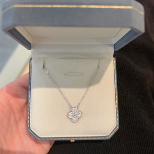 S925银满钻四叶花项链女款 轻奢小众高级感锁骨链精致气质 2025新款