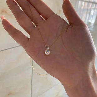 S925纯银王妃戴妃款 闪钻正圆珍珠项链轻奢小众锁骨链日常百搭配饰