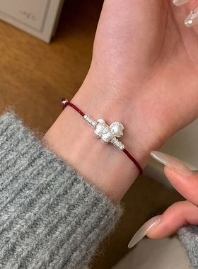 S925银铜钱小马红绳手链轻奢小众