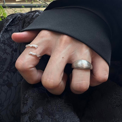 冷淡风银色拉丝枝蔓戒指女高级感