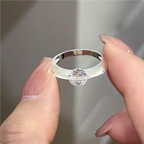 S925纯银行星莫桑钻戒指女高级感