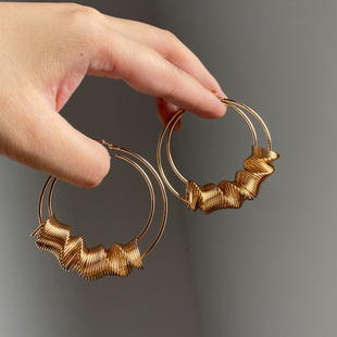 小众独特夸张金属大圆圈镂空双层耳环2025新款 高级感轻奢耳圈 爆款