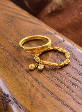 金色素圈戒指女小众设计独特指环