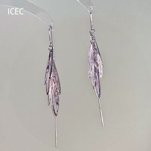 S925银羽翼流苏耳环2025新款 高级感轻奢小众耳夹精致气质耳钉 爆款