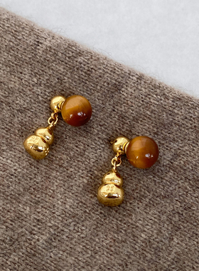 秋冬美拉德新中式葫芦耳环2025新款爆款高级感轻奢耳钉女小众设计