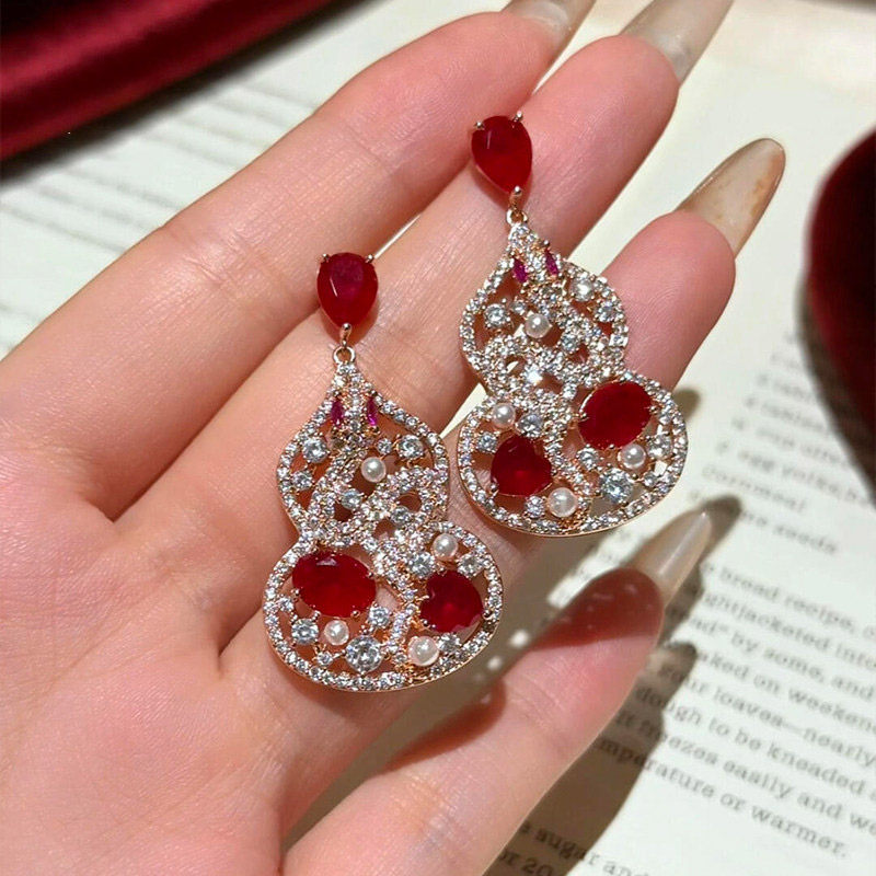 新中式超闪镂空红色葫芦耳环轻奢高级感气质大气过新年耳钉女小众,饰品/流行首饰/时尚饰品新,耳环,淘宝优惠券,粉丝福利购,淘宝优惠卷
