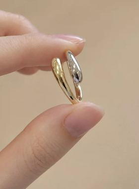 金银撞色蛇形戒指女小众设计简约