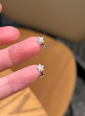 超闪仿锆石星星耳扣女小众设计简约百搭耳环2025年新款轻奢高级感
