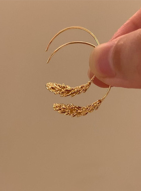 金色麦穗流苏耳环女2025新款爆款高级感轻奢耳饰小众独特气质耳钉