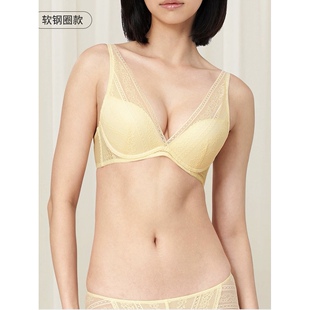 小胸上薄下厚聚拢显大水盈杯软钢圈深V罩杯文胸 8890 黛