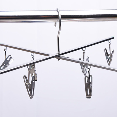 十字不锈钢晒裤架多功能加厚家用晾晒折叠衣架裤夹凉牛仔裤衣服