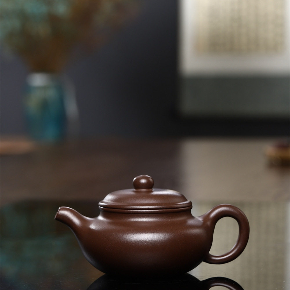 紫泥紫砂小茶壶精品球孔出水可养中式复古单壶紫砂壶泡茶具仿古壶