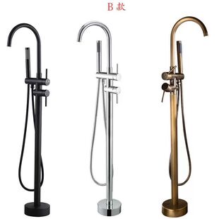 浴室浴缸龙头带花洒套装电镀黑色金色仿古色落地浴缸花洒套装