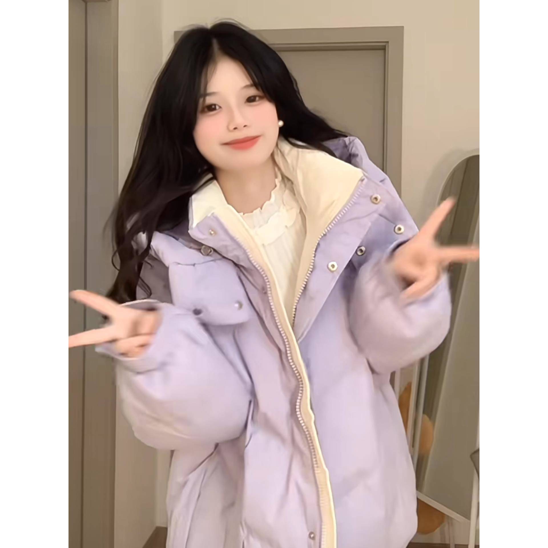 短款紫色羽绒服女2025新款爆款冬季小个子棉服女款冬装厚外套棉袄
