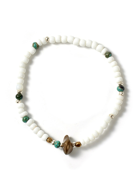 =silvarie=SUNKU39 日本手工白琉璃拼松石手串手链 日系美式复古