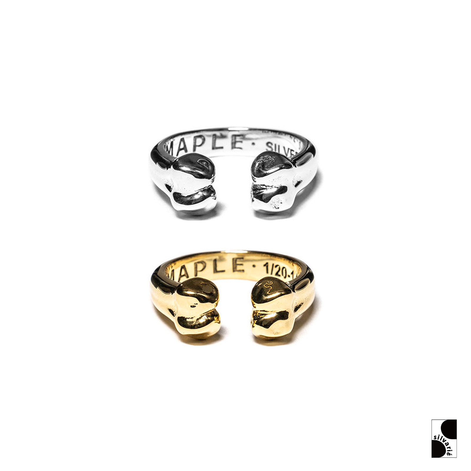 =silvarie=MAPLE 加拿大前卫潮流设计感复古骨头925银14K镀金戒指