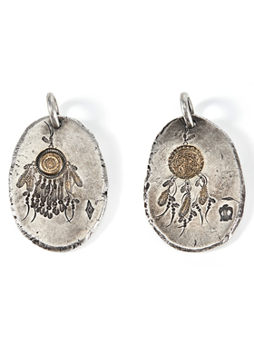 =silvarie=HOZHO 日本手敲美式印第安做旧随形点金捕梦网银饼吊坠