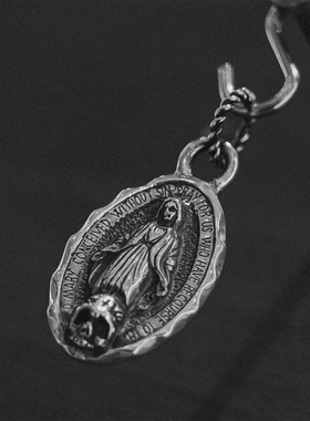 GALCIA日本手工浮雕银牌做旧吊坠