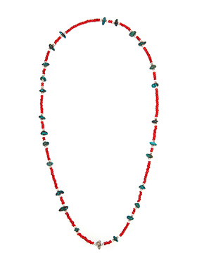 =silvarie=SUNKU39 日本美式复古红色琉璃珠粗犷随形松石层次项链