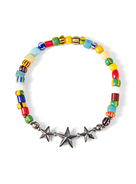 =silvarie=SUNKU39 日本手工星星银珠美式复古彩色琉璃珠手串手链