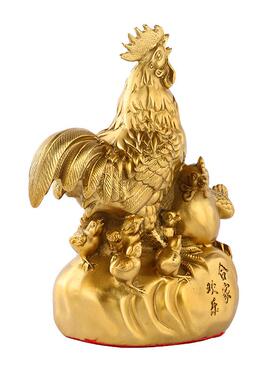 合家欢乐鸡黄铜摆件小鸡公鸡工艺品家居客厅摆饰新婚堂内摆件