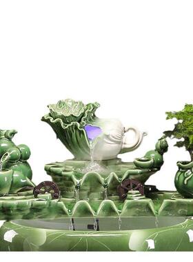 陶瓷流水摆件循环水鱼缸氧过滤器摆件室内喷泉瀑布家用造景配件