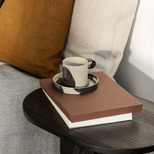 Ferm living Inlay Cup with Saucer咖啡杯水杯套装釉陶茶碟随杯