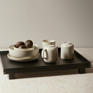 简约橡木托盘方形茶具收纳盘洗漱台化妆品展示盘 Bon Ferm Living