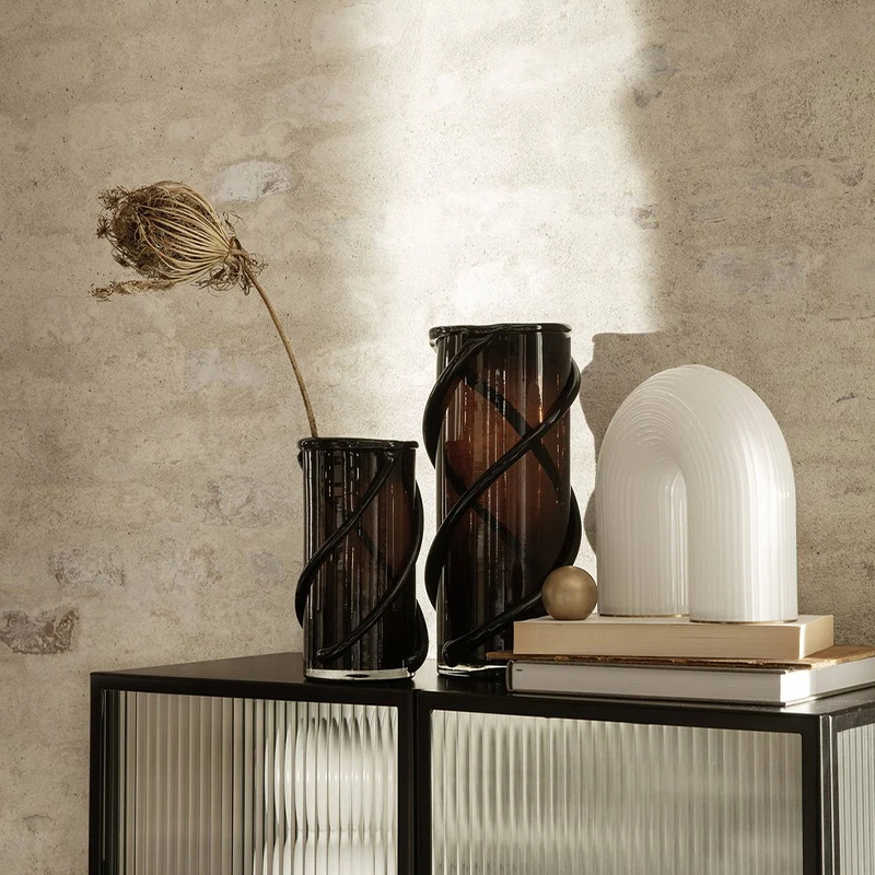 丹麦Ferm LIVING Entwine Vase花瓶玻璃手作花器桌面装饰摆件