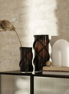 丹麦Ferm LIVING Entwine Vase花瓶玻璃手作花器桌面装饰摆件