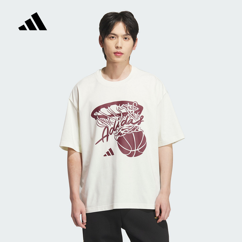 adidas阿迪达斯篮球文化印花半袖2025秋男女棉质短袖T恤 KD4294